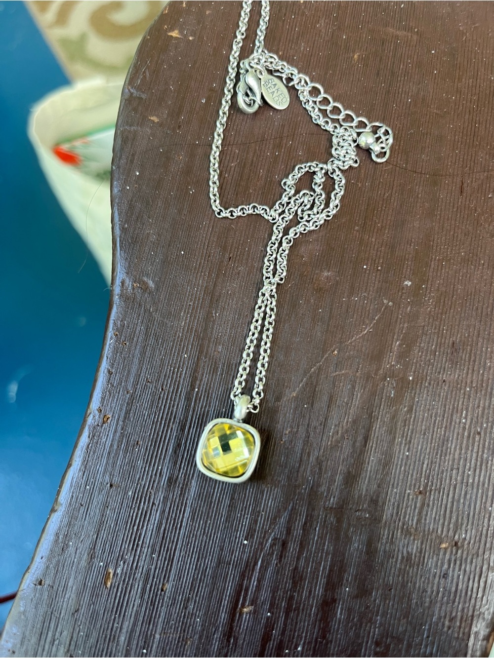 New SilverNecklace with Yellow Austrian Crystal  Pendant